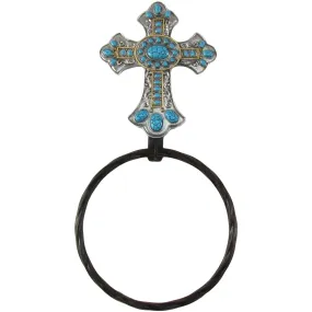 Turquoise Cross Wall Mount Towel Ring Hanger