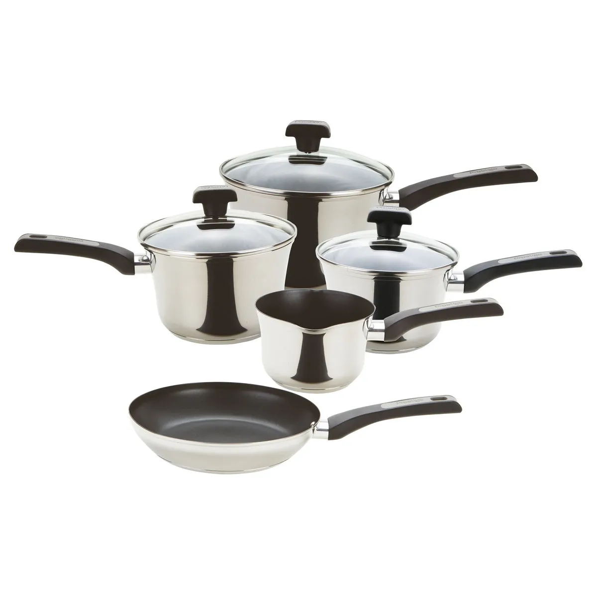 Universal Non-Stick Stainless Steel Saucepan & Frying Pan Set - 5 Piece