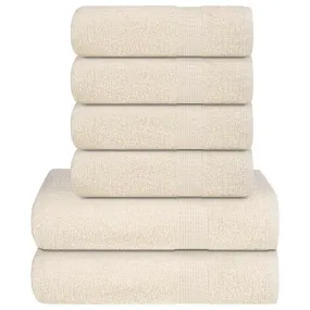 vidaXL 6 Piece Towel Set Cream 360 gsm 100% Cotton