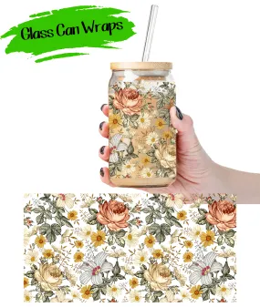 Vintage Floral Wrap for 16/20 oz Cups - UV DTF or Sublimation (SHIPS IN 3-7 BUS DAYS)