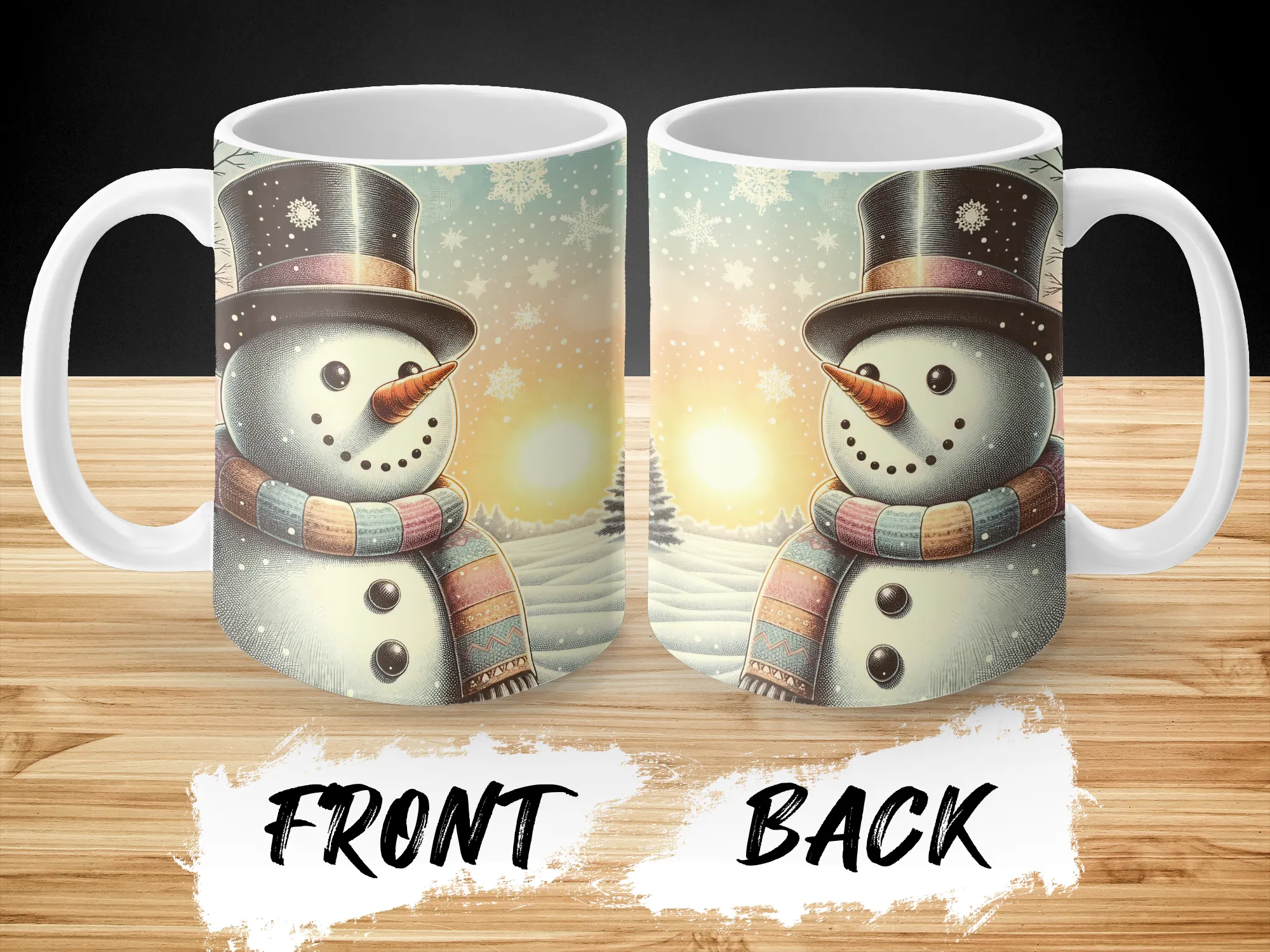 Vintage Style Winter Snowman Mug, Snowman Coffee Cup for Christmas, Ceramic Snowman Gift for Women, Christmas Mug