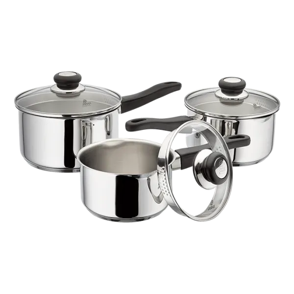 Vista 3 Piece Draining Saucepan Set