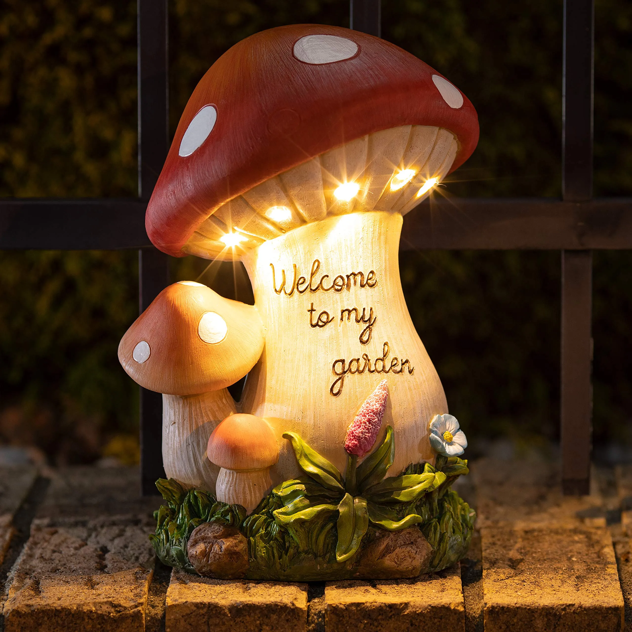 VP Home Welcome Mushroom Garden Solar Powered LED Outdoor Decor