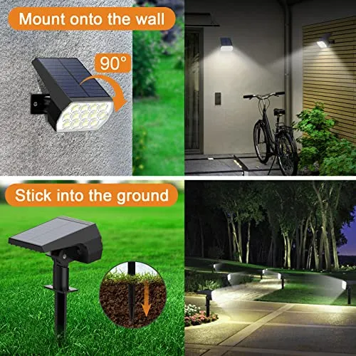 WELALO Solar Spot Lights Outdoor, [6 Pack/52 LED/3 Modes] 2-in-1 Solar Landscape Spotlights, Solar Powered Security Lights, IP65 Waterproof Wall Lights for Walkway Yard Garden Driveway(Cool White)