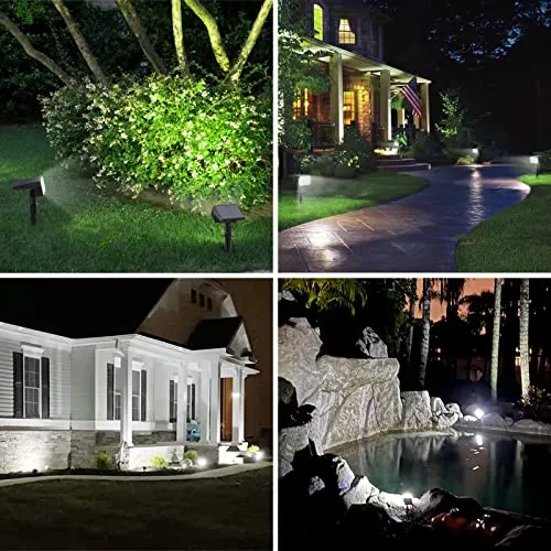 WELALO Solar Spot Lights Outdoor, [6 Pack/52 LED/3 Modes] 2-in-1 Solar Landscape Spotlights, Solar Powered Security Lights, IP65 Waterproof Wall Lights for Walkway Yard Garden Driveway(Cool White)