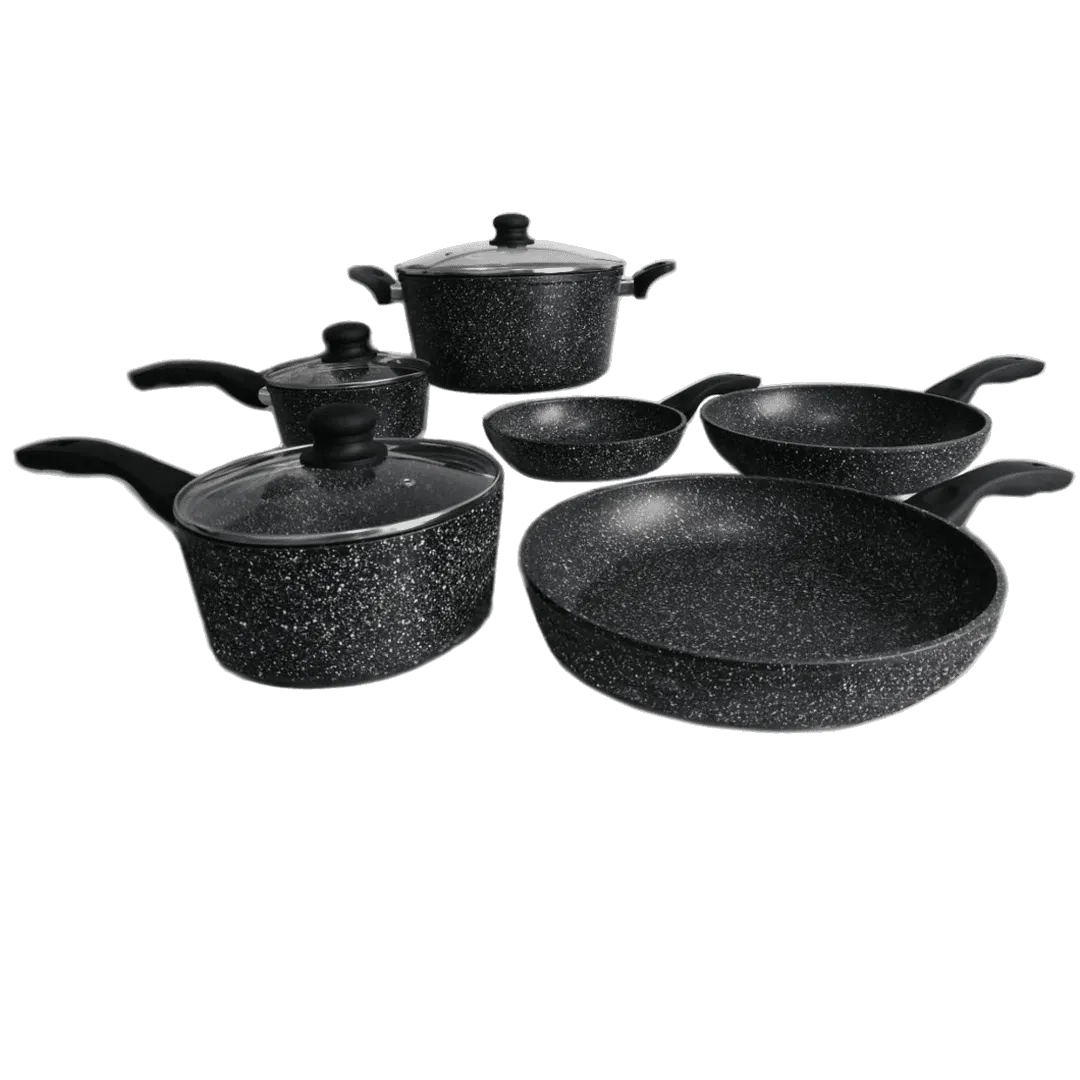 WESTINGHOUSE - Set 6 Pieces Fry Pans Saucepans Casserole Marble Finish