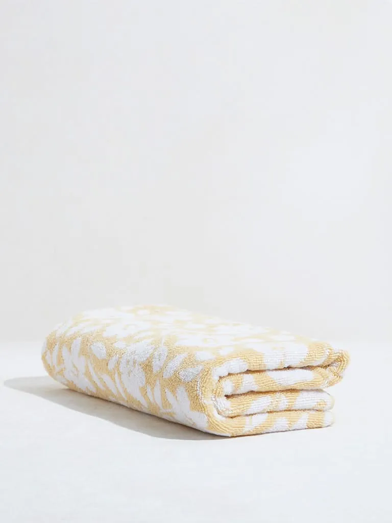 Westside Home Dark Yellow Floral Bath Towel