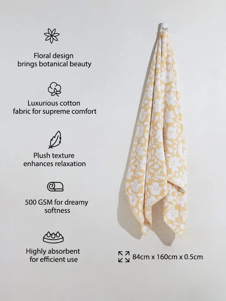 Westside Home Dark Yellow Floral Bath Towel