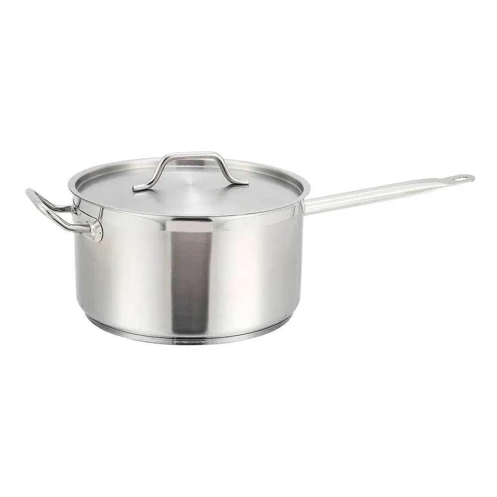 Winco SSSP-10 Stainless Steel Sauce Pan with Cover and Helper Handle, 10 Qt