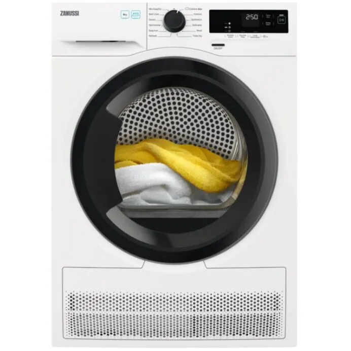 Zanussi ZDH87A2DG Heat Pump Tumble Dryer, 8kg, White, A   Rated