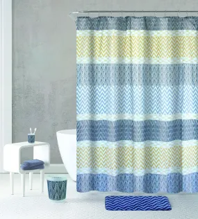 Zigzag - Bath Curtain and Mat Set with Accessories